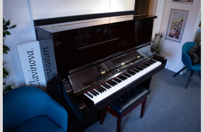 Used Apollo Polished Dark Wine Mahogany SR650 Upright Piano - All Inclusive Premium Package (SN:141448) - Image 5